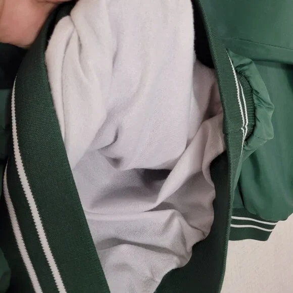 Vintage Bike Pullover Windbreaker Jacket Mens L Green George Washington Softball - Picture 3 of 9